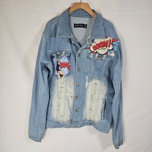 Focus Quality Wear Heart Breaker Distresssed Jean‎ Jacket Size 2XL